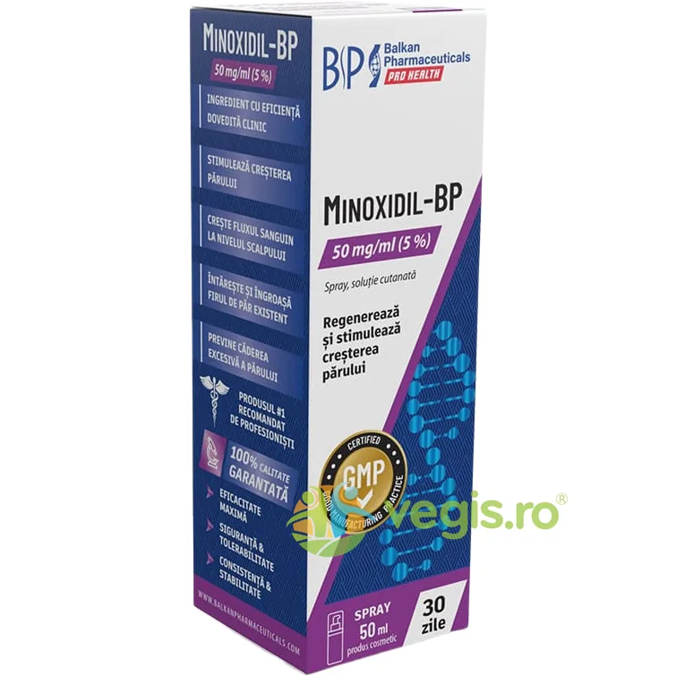 Minoxidil BP Solutie 5% Spray 50ml Balkan Pharmaceuticals — preț și oferte