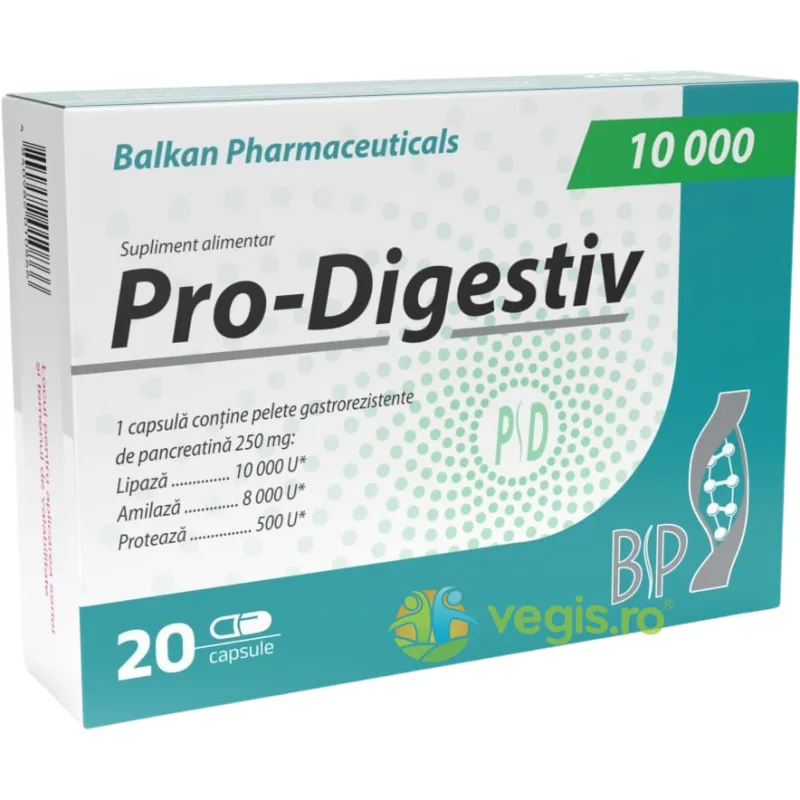 Pro-Digestiv 10.000 (250mg) 20cps Balkan Pharmaceuticals — preț și oferte