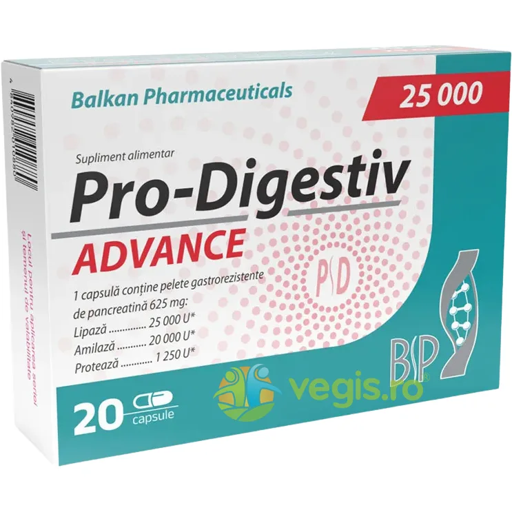 Pro-Digestiv Advance 25000 20cps Balkan Pharmaceuticals — preț și oferte