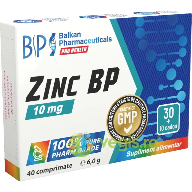 Zinc BP 10mg 40cpr Balkan Pharmaceuticals — preț și oferte