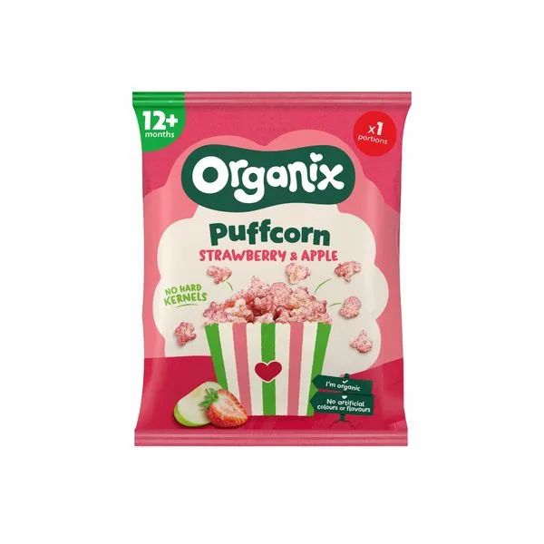 Puffcorn Snack Bio cu Capsuni si Mere, 12 luni+, Organix | 10 g ORGANIX BRANDS — preț și oferte