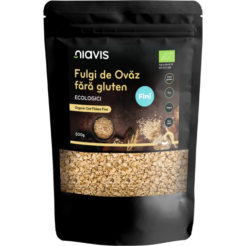 Fulgi de Ovaz Fini fara Gluten Ecologici/Bio 500g NIAVIS — preț și oferte