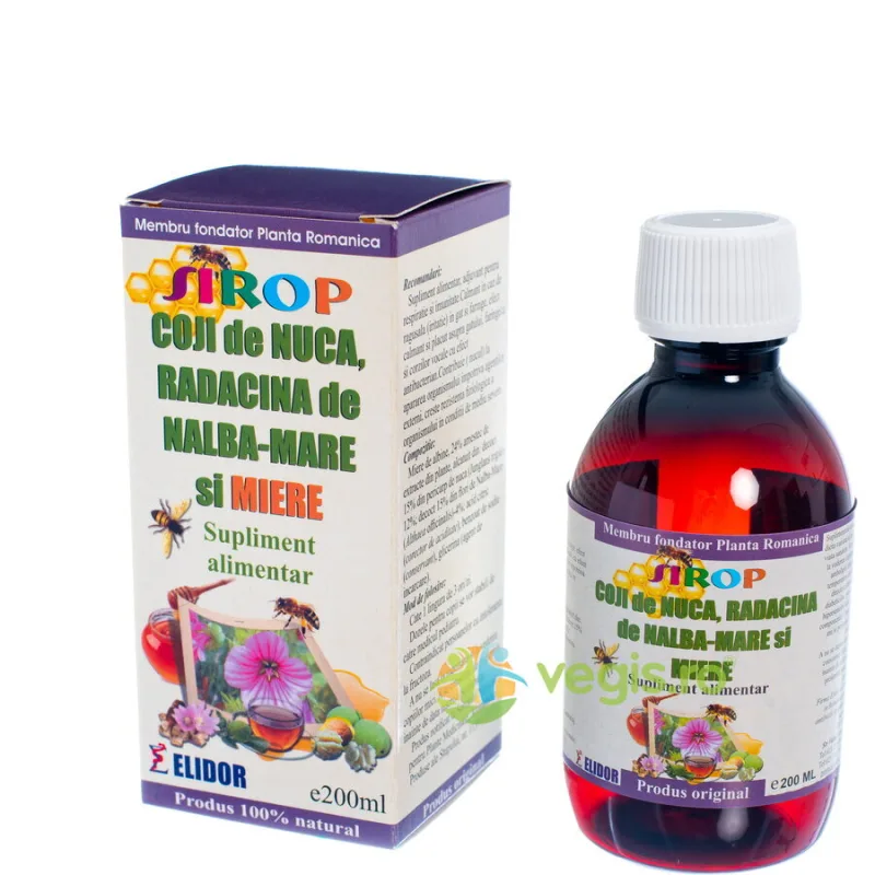 Sirop de Coji de Nuca, Radacina de Nalba Mare si Miere 200ml ELIDOR — preț și oferte