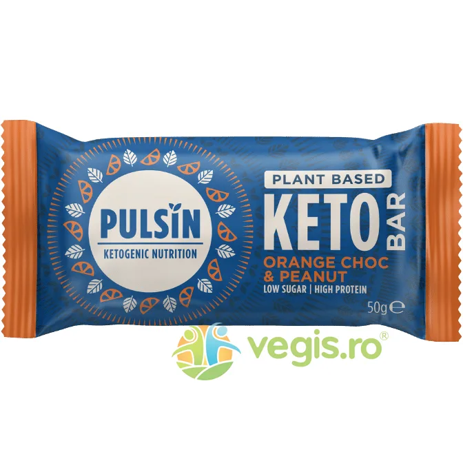 Baton Proteic Keto cu Ciocolata, Portocale si Arahide fara Gluten 50g PULSIN — preț și oferte
