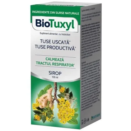Sirop pentru tuse uscata si productiva Biotuxyl, 100 ml, Biofarm — preț și oferte