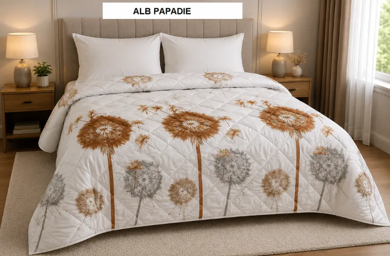 Pilota pat 3D 2 persoane alb papadie 200x215 cm, Ralex | 1 buc RALEX INFINITY — preț și oferte