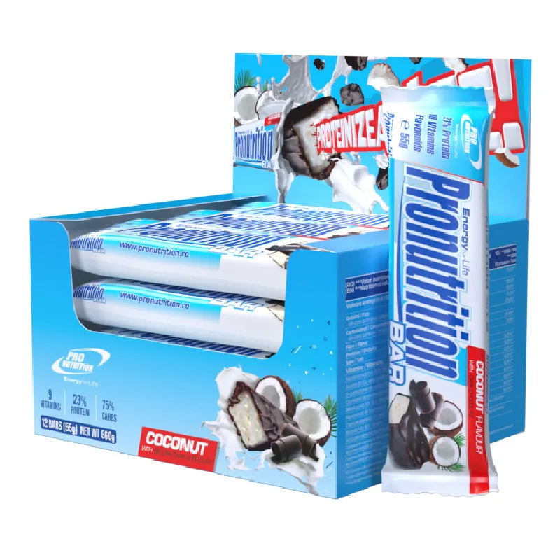 Cutie Batoane proteice cocos, 12 bucati*55g, Pro Nutrition — preț și oferte