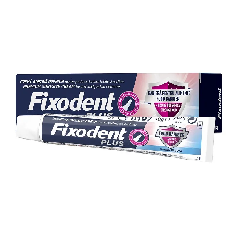 Adeziv pentru proteza Food Barrier Fresh, 40 g, Fixodent Plus — preț și oferte