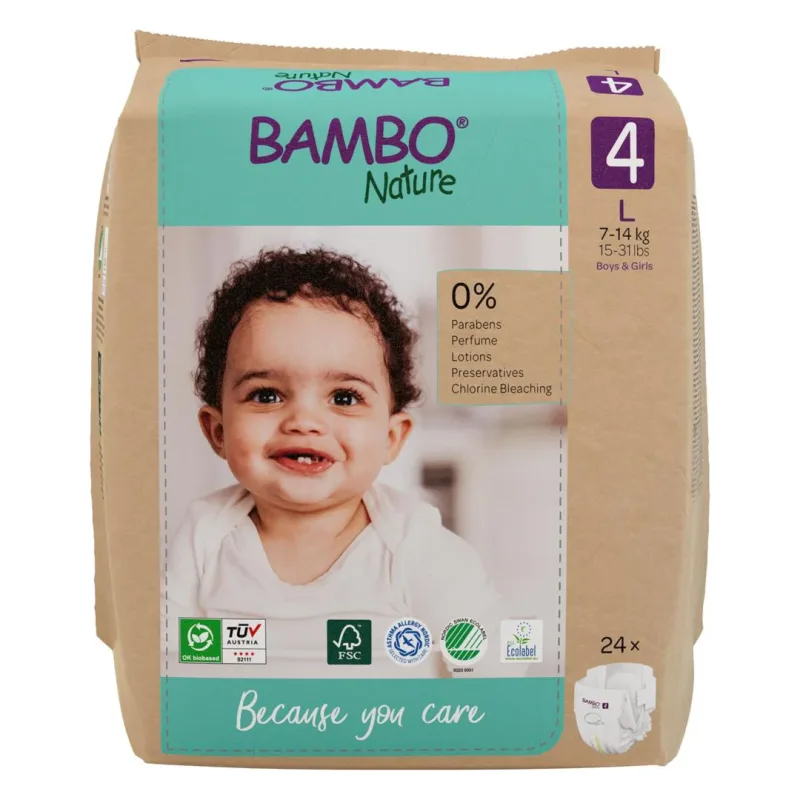 Scutece Ecolabel, marimea 4, 7-14 kg, 22 bucati, Bambo Nature — preț și oferte