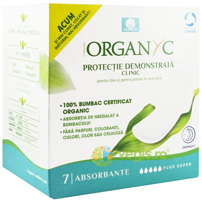Absorbante Intime din Bumbac Organic SuperFlow 7 buc ORGANYC — preț și oferte