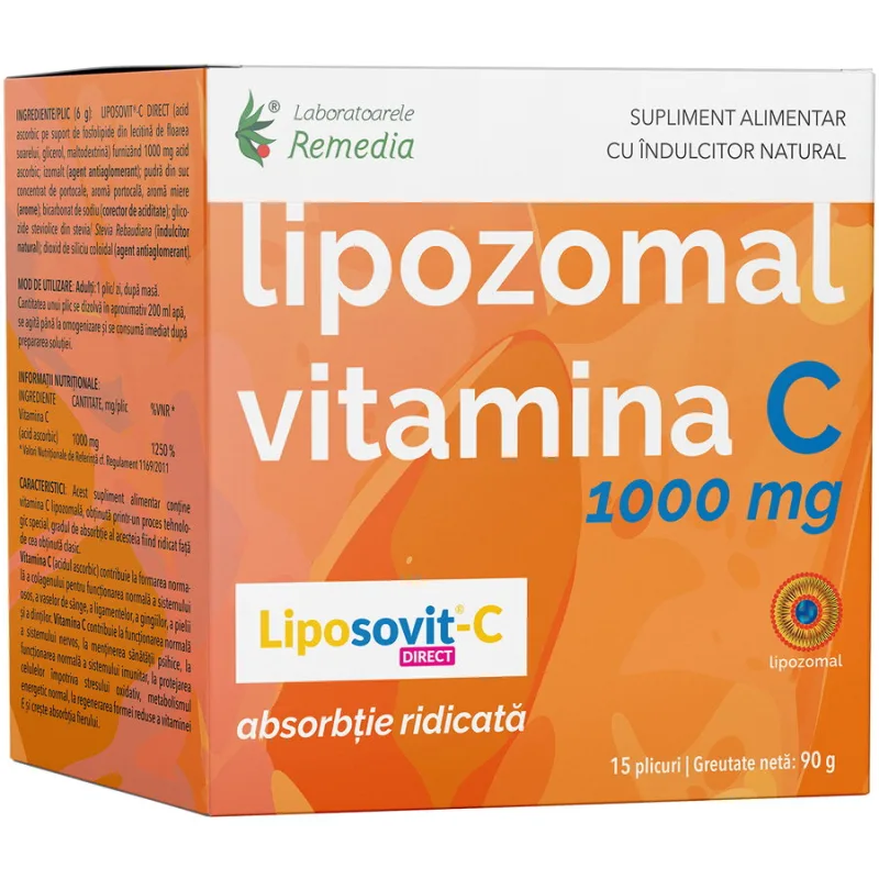 Lipozomal Vitamina C 1000mg 15plicuri REMEDIA — preț și oferte