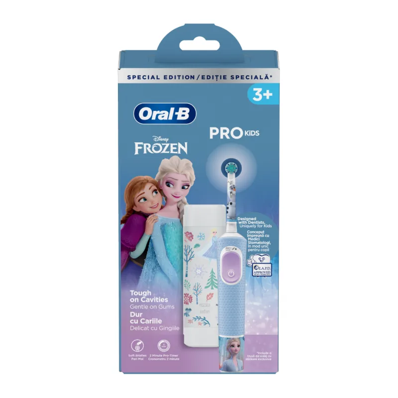 Periuță de dinți electrică + trusă de călătorie Vitality Pro Kids Frozen, pentru copii 3+ ani, Oral-B ORAL B — preț și oferte