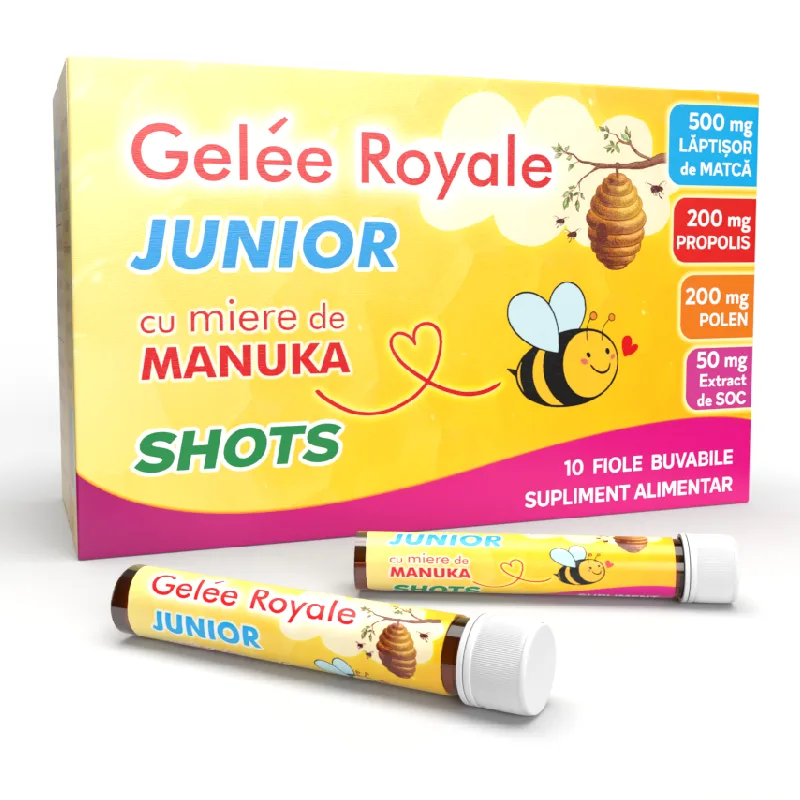 Gelee Royale Junior Shots, 10 fiole, Justin Pharma — preț și oferte