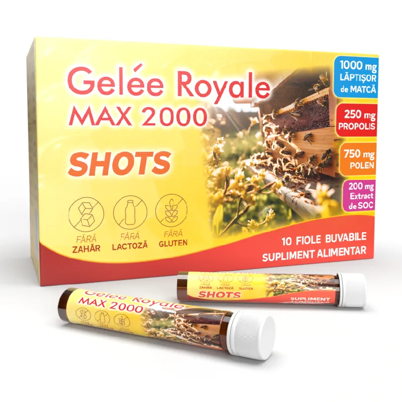 Gelee Royale MAX Shots, 10 fiole buvabile, Justin Pharma — preț și oferte