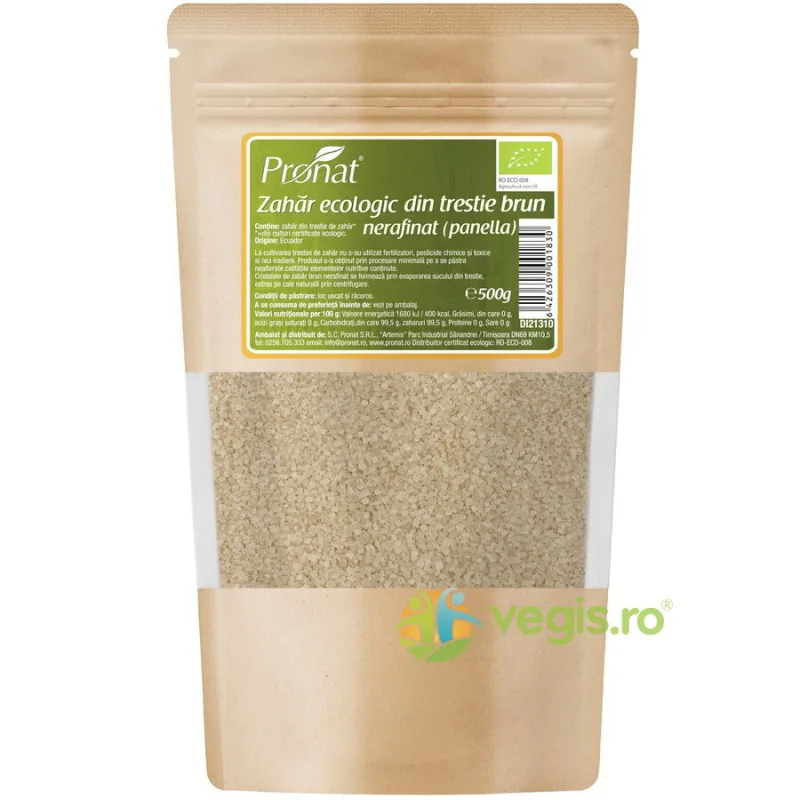 Zahar Brun din Trestie de Zahar Ecologic/Bio 500g PRONAT — preț și oferte