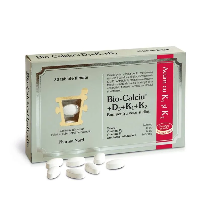 Bio Calciu D3 K1 K2, Pharma Nord, 30 tablete filmate — preț și oferte