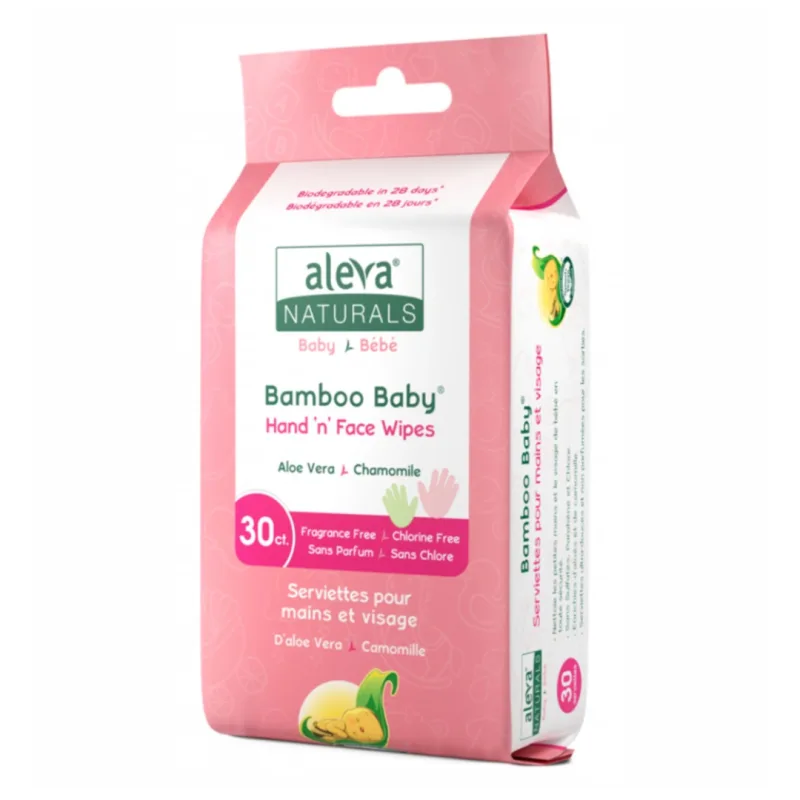 Servetele umede din fibre de bambus pentru maini si fata, 30 bucati, Aleva Naturals — preț și oferte