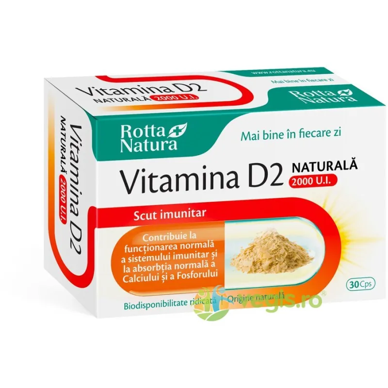 Vitamina D2 Naturala 2000U.I 30cps ROTTA NATURA — preț și oferte