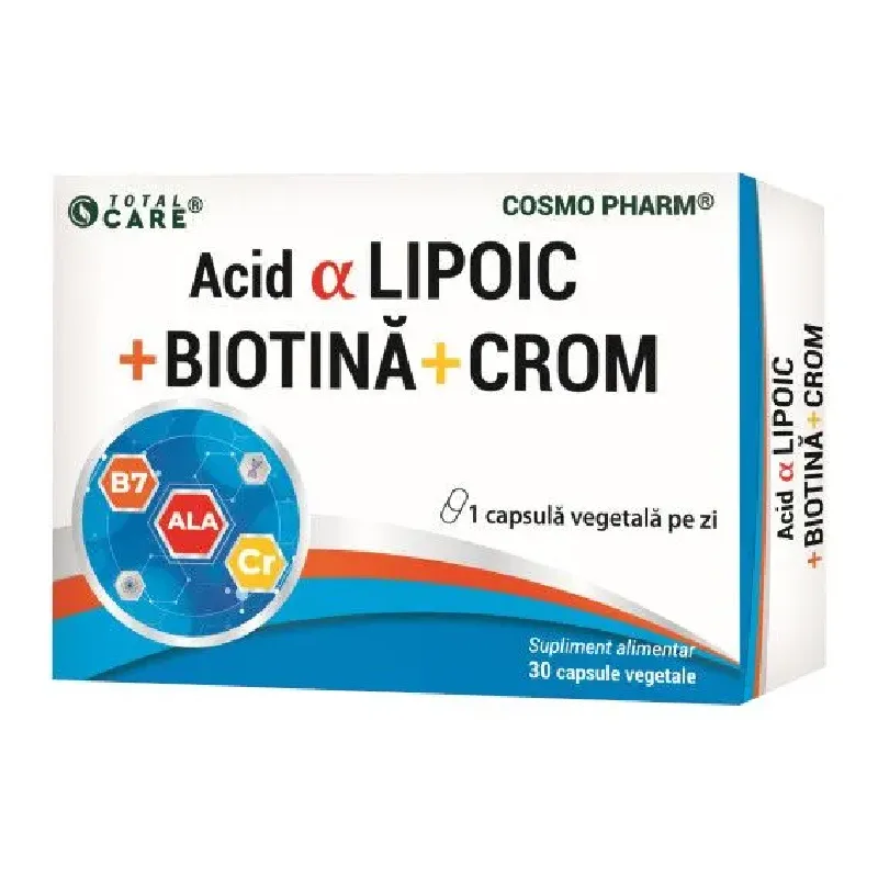 Acid Alfa Lipoic cu Biotina si Crom, 30 capsule, Cosmopharm — preț și oferte