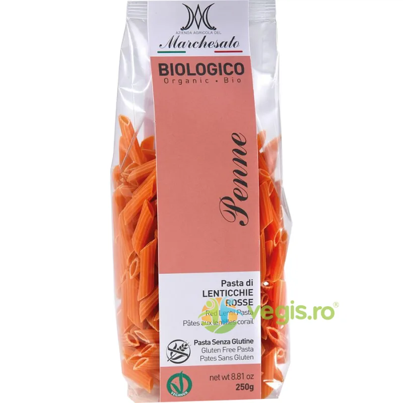 Penne din Linte Rosie fara Gluten Ecologice/Bio 250g MARCHESATO — preț și oferte