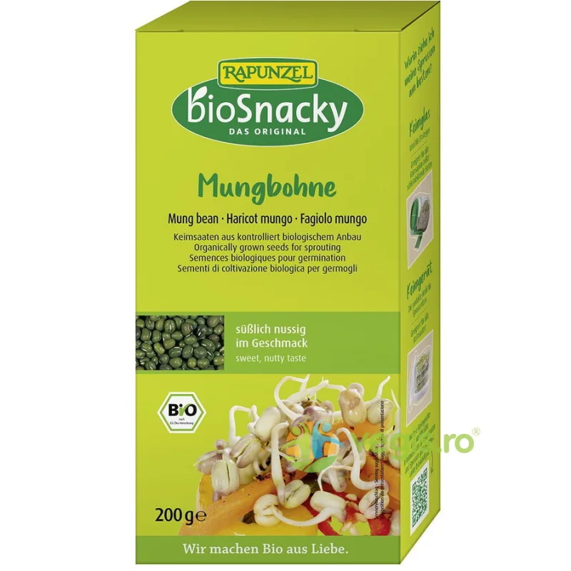 Seminte de Fasole Mung pentru Germinat Ecologice/Bio 200g BIOSNACKY RAPUNZEL — preț și oferte