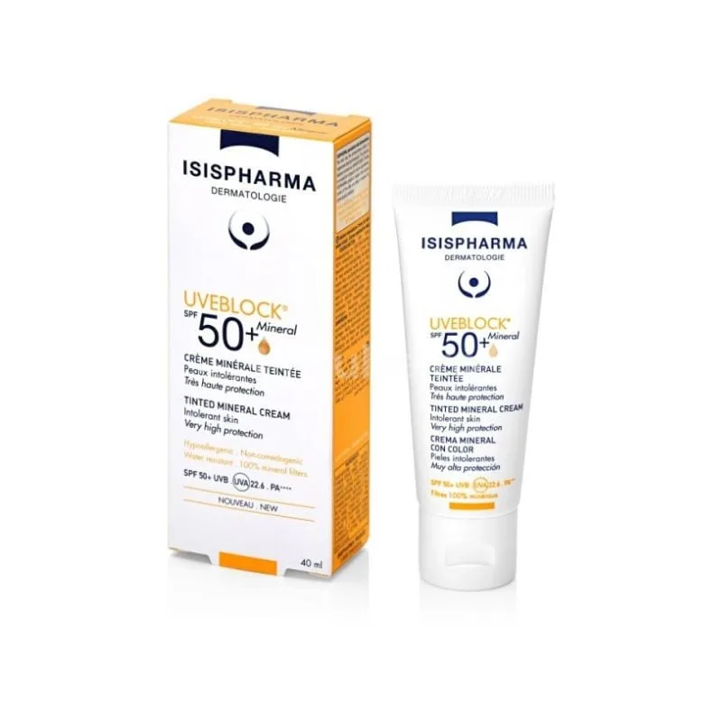 Crema cu protectie solara UVEBLOCK SPF 50+ Tinted Mineral, 40 ml, IsisPharma — preț și oferte