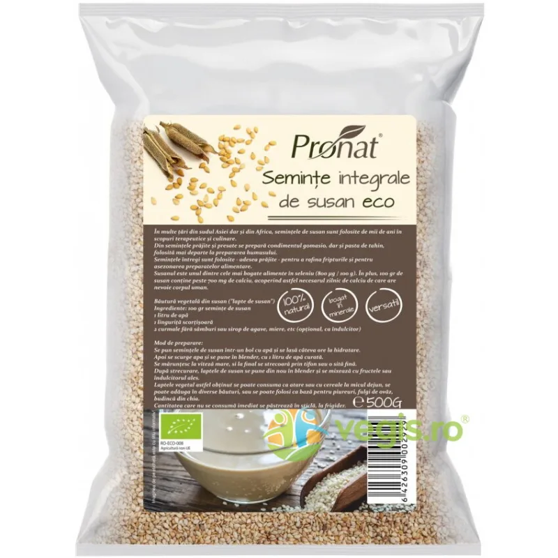 Seminte de Susan Integral Ecologice/Bio 500g PRONAT — preț și oferte