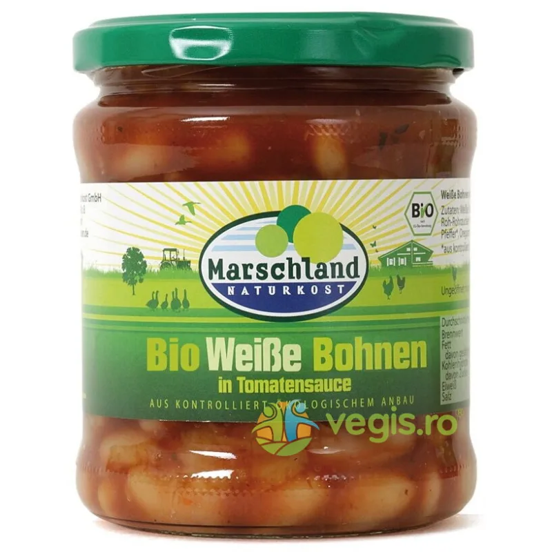 Fasole Alba in Sos de Rosii Ecologica/Bio 350g MARSCHLAND — preț și oferte
