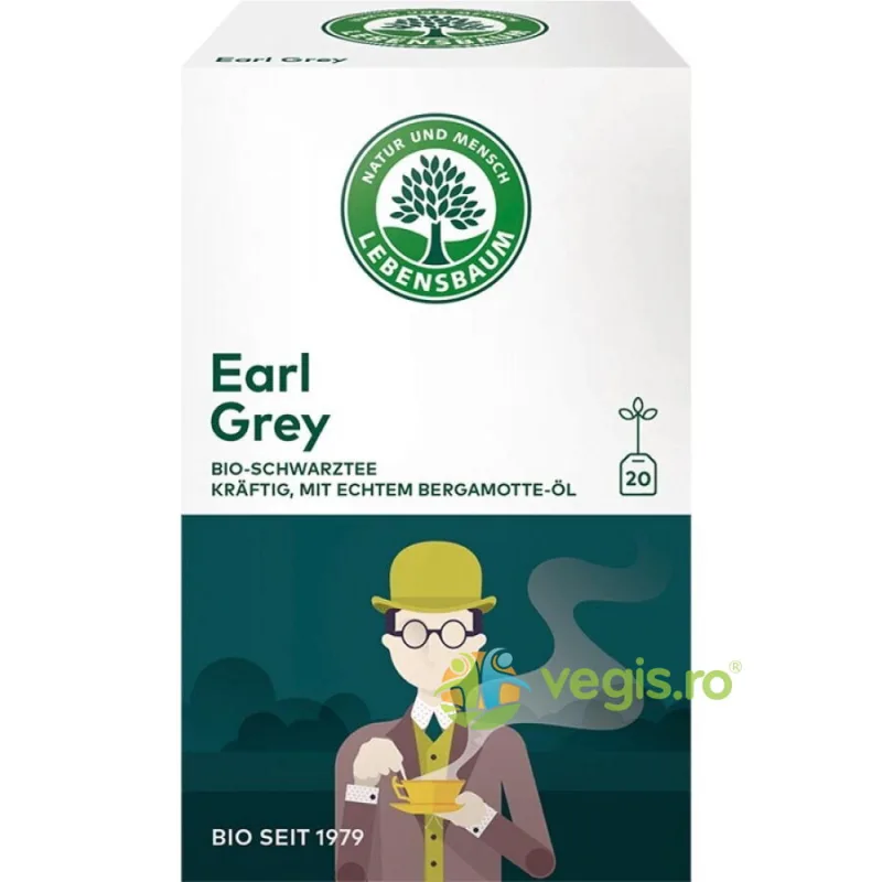 Ceai Negru Earl Grey Ecologic/Bio 20 plicuri LEBENSBAUM — preț și oferte
