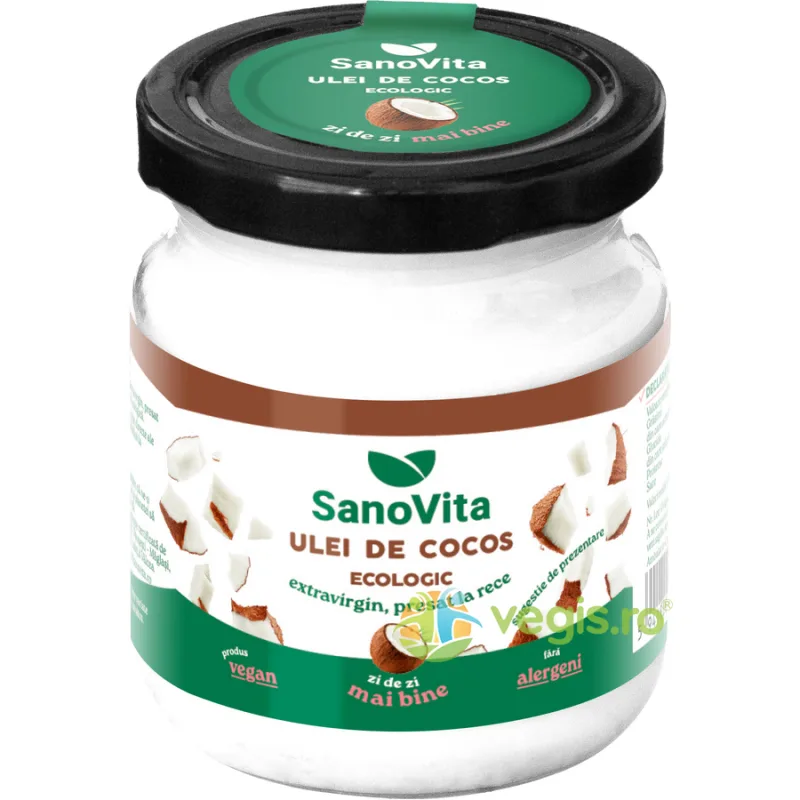Ulei de Cocos Extravirgin Presat la Rece Ecologic/Bio 200ml SANOVITA — preț și oferte