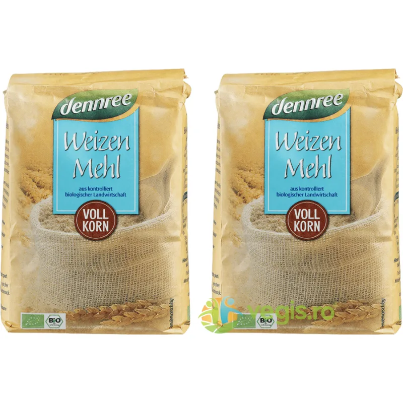 Pachet Faina de Grau Integrala Ecologica/Bio 1kg+1kg Dennree — preț și oferte