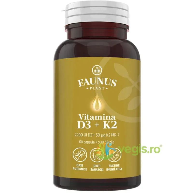 Vitamina D3 + K2 60cps FAUNUS PLANT — preț și oferte