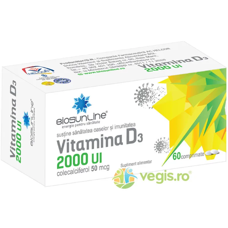 Vitamina D3 2000ui 60cpr BIOSUNLINE — preț și oferte