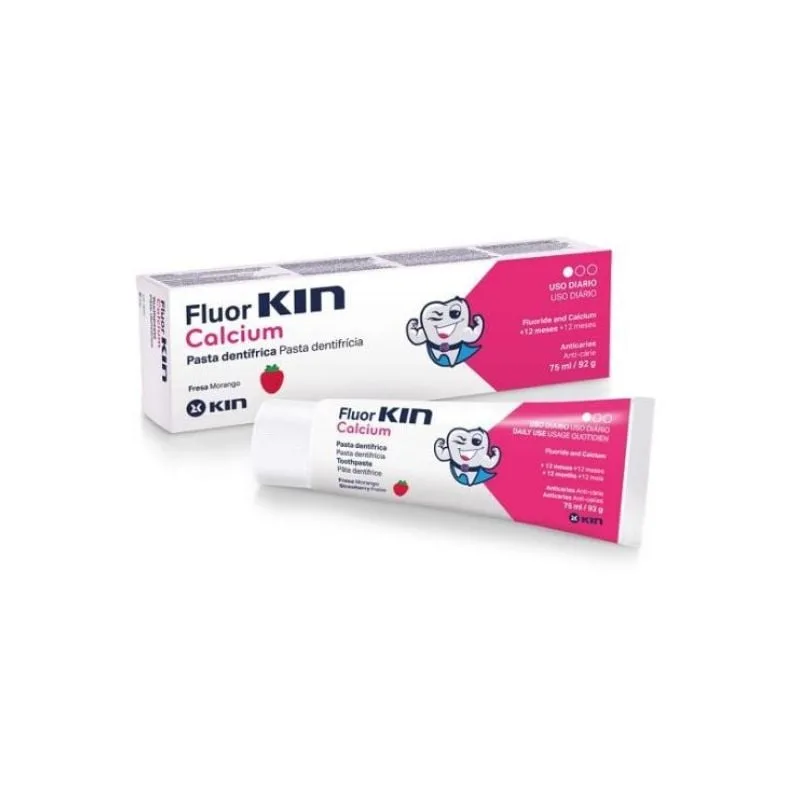 Pasta de dinti copii cu aroma de capsuni Fluor Calcium, 75 ml, Kin — preț și oferte