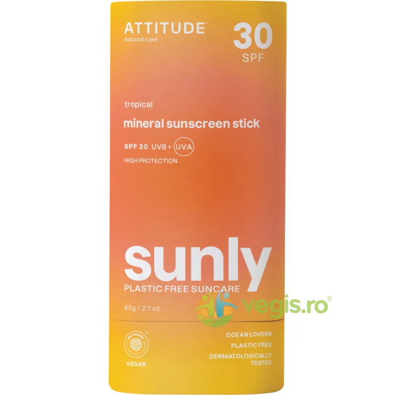 Stick pentru Protectie Solara SPF30 cu Parfum Tropical pentru Adulti Sunly 60g ATTITUDE — preț și oferte