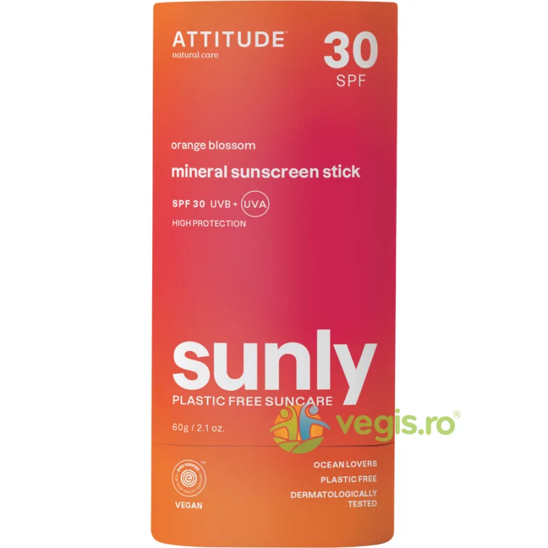 Stick pentru Protectie Solara SPF30 cu Parfum de Floare de Portocal pentru Adulti Sunly 60g ATTITUDE — preț și oferte