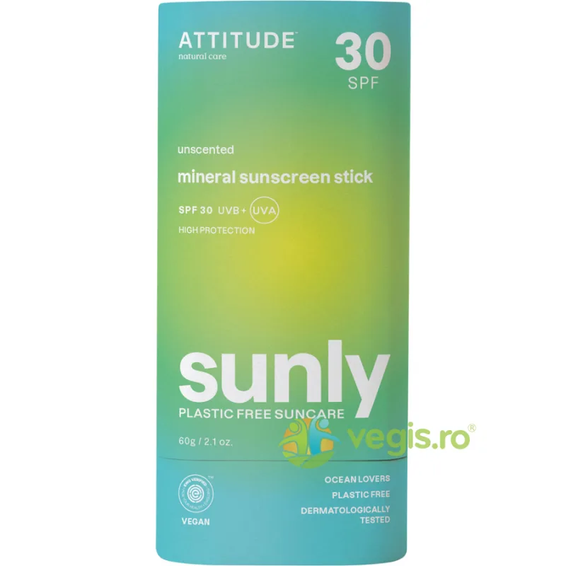 Stick pentru Protectie Solara SPF30 fara Miros pentru Adulti Sunly 60g ATTITUDE — preț și oferte