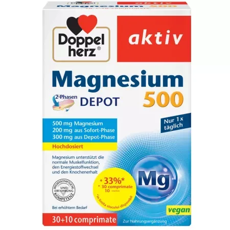 Magneziu Depot 500 mg, Doppelherz Activ | 30 cpr + 10 cpr CADOU QUEISSER PHARMA — preț și oferte
