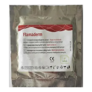 Compresa sterila pentru arsuri, impregnata cu hidrogel, 10x10cm, Flamaderm