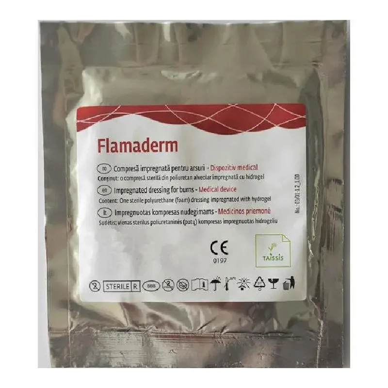 Compresa sterila pentru arsuri, impregnata cu hidrogel, 10x10cm, Flamaderm TAISSIS — preț și oferte