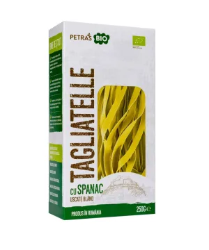 Tagliatele eco-bio din grau dur cu spanac 250g Petras