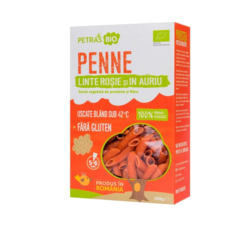 Penne din LINTE ROSIE si IN AURIU eco-bio 250g - Petras Petras BIO — preț și oferte