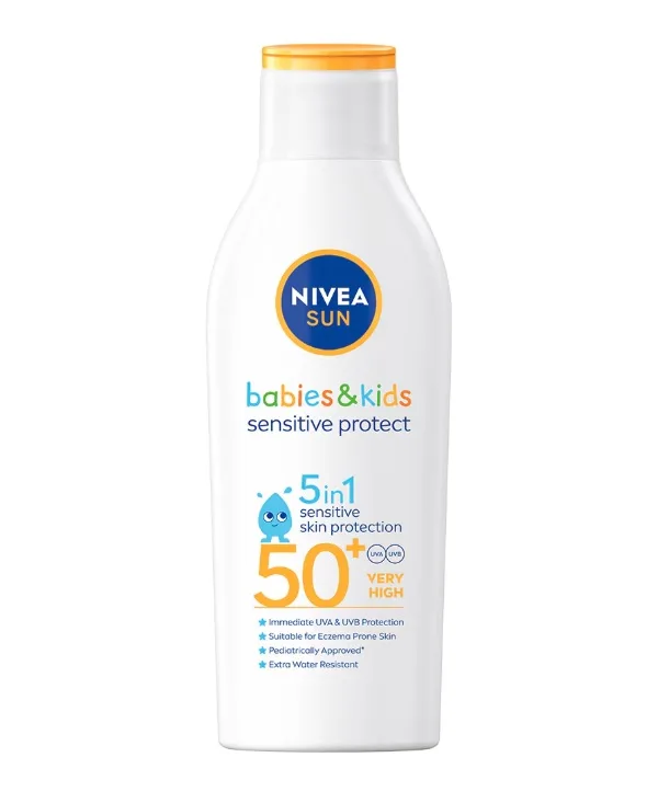 Nivea Sun Kids Sensitive Protect &amp; Care - lotiune de protectie solara pentru copii cu SPF 50+ - 200 ml — preț și oferte