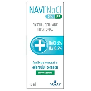 Picaturi oftalmice hipertonice Navi NaCl 5% PF, Novax Pharma | 10 ml