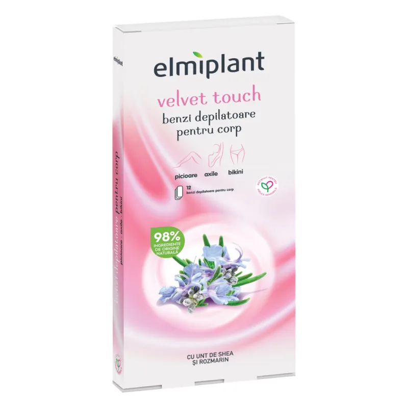 Benzi depilatoare pentru corp Velvet touch, 12 benzi, Elmiplant — preț și oferte