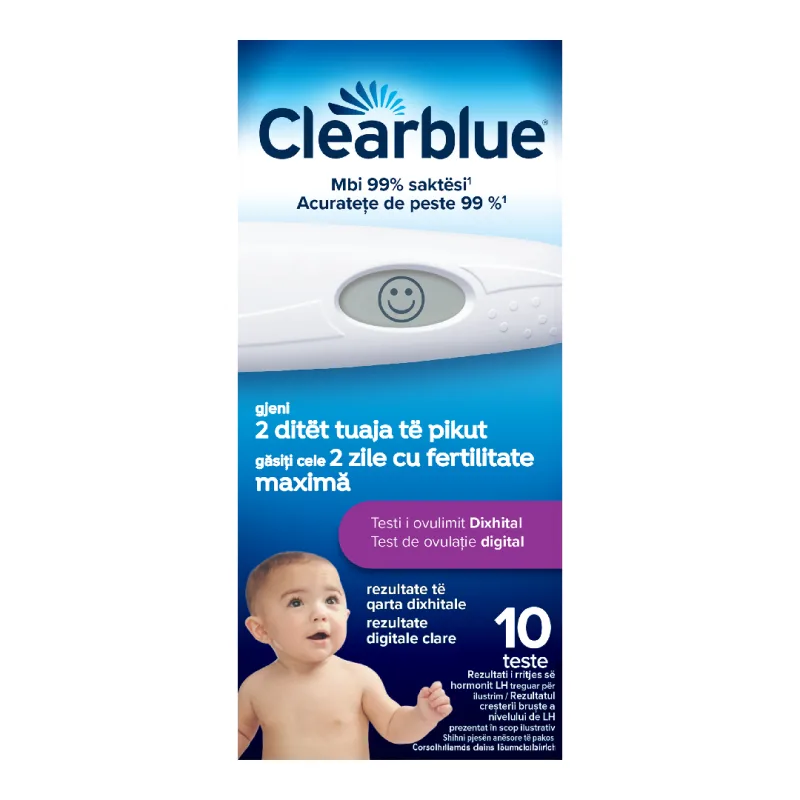 Test de ovulatie digital, 1 dispozitiv, 10 benzi de testare, Clearblue — preț și oferte