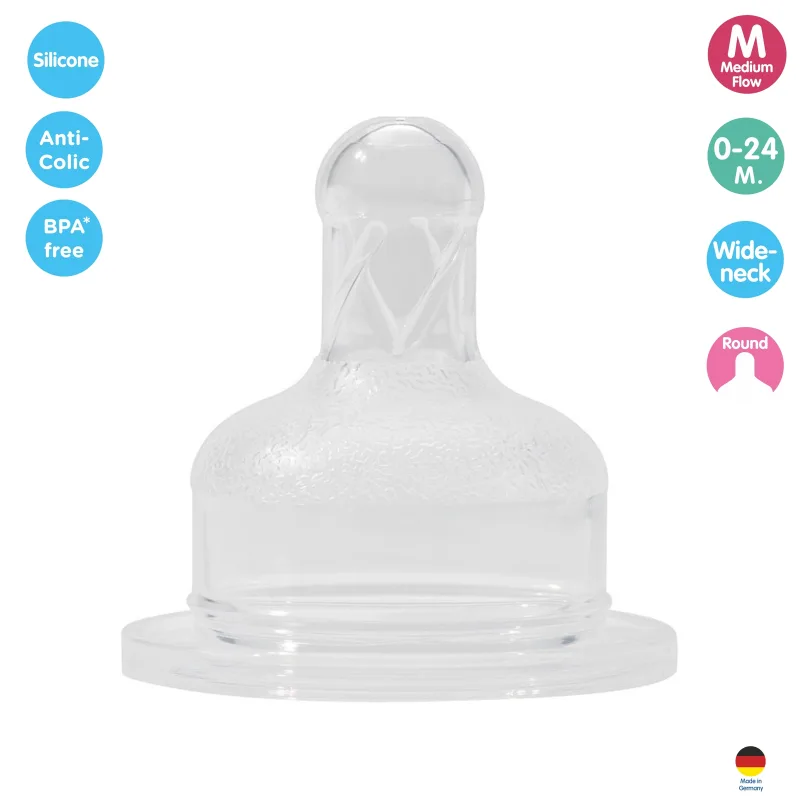 Tetina cu gat larg din silicon Natural+Soft, mar.M, 0-24 luni, 14221, Baby Nova | 2 bucati — preț și oferte