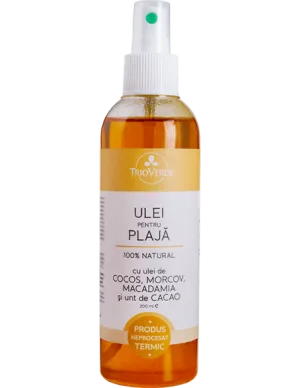 Ulei pentru plaja cu ulei de Cocos, Morcov, Macadamia si Cacao 200ml, TrioVerde