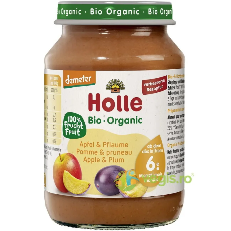 Piure de Mere si Prune pentru Copii + 6 Luni Demeter Ecologic/Bio 190g HOLLE — preț și oferte