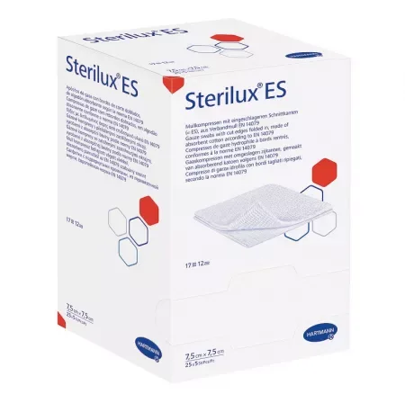 Comprese sterile din tifon Sterilux ES, 7,5 x 7,5 cm, Hartmann | 25 plicuri — preț și oferte